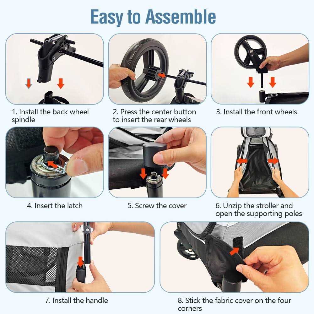 Foldable Pet Stroller for Large or 2 Dogs Cats Jogger Wagon with 4 Wheels - Nail Gallerys