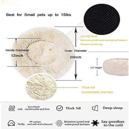 Gavenia Washable Donut Cat and Dog Bed,Soft Plush Pet Cushion,Waterproof Bottom - Nail Gallerys