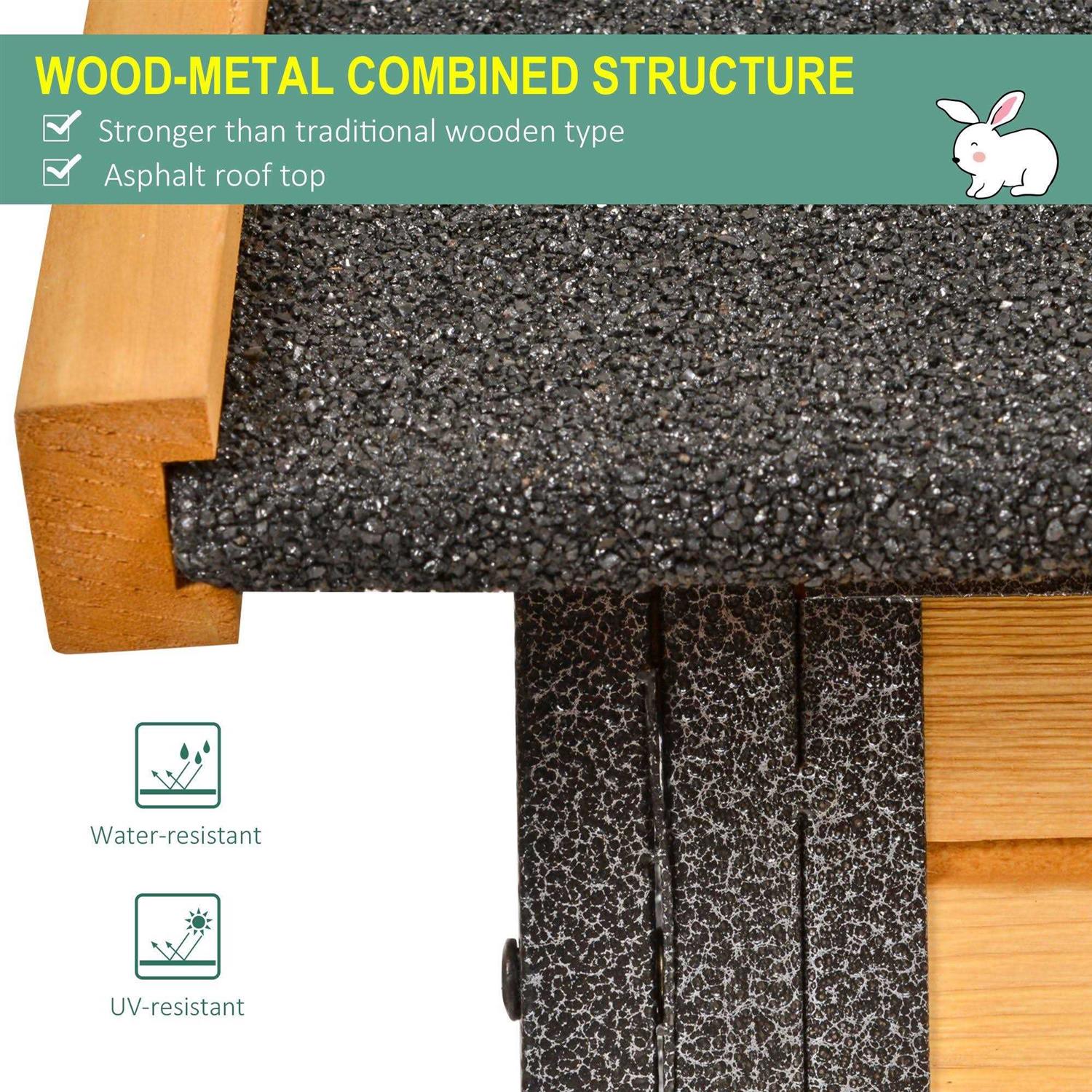 PawHut Wood-metal Elevated Pet Bunny House Rabbit Cage with Slide-Out Tray Outdoor - Nail Gallerys