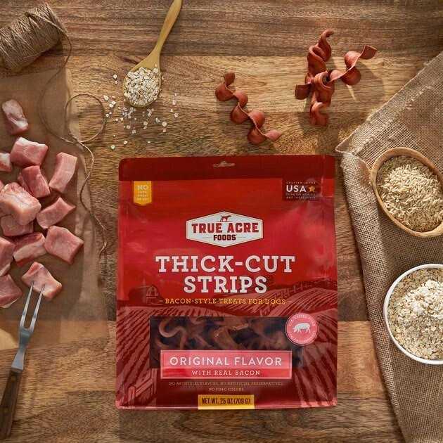 True Acre Foods Thick Cut Strips with Real Bacon and Dog Treats - Nail Gallerys