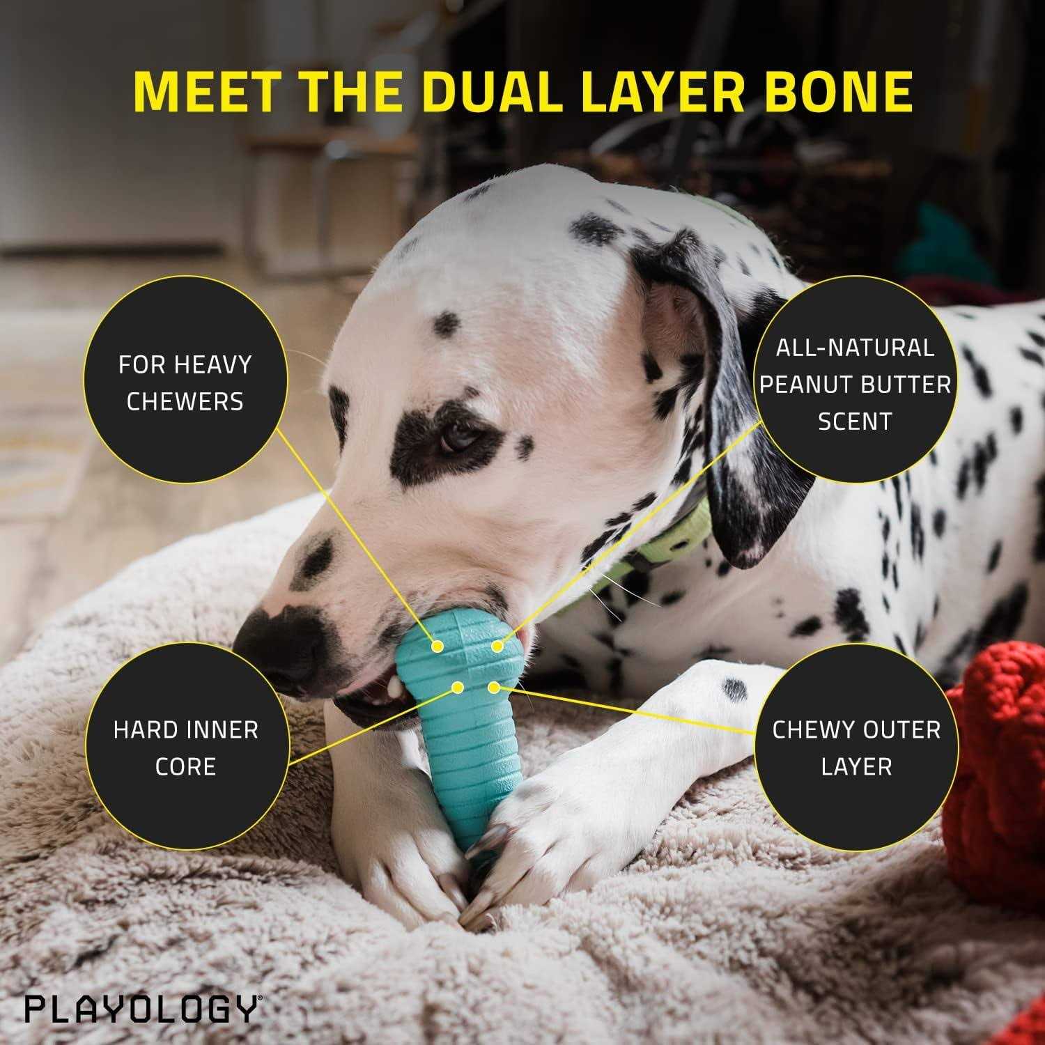 Playology Dual Layer Bone Peanut Butter Dog Toy - Nail Gallerys