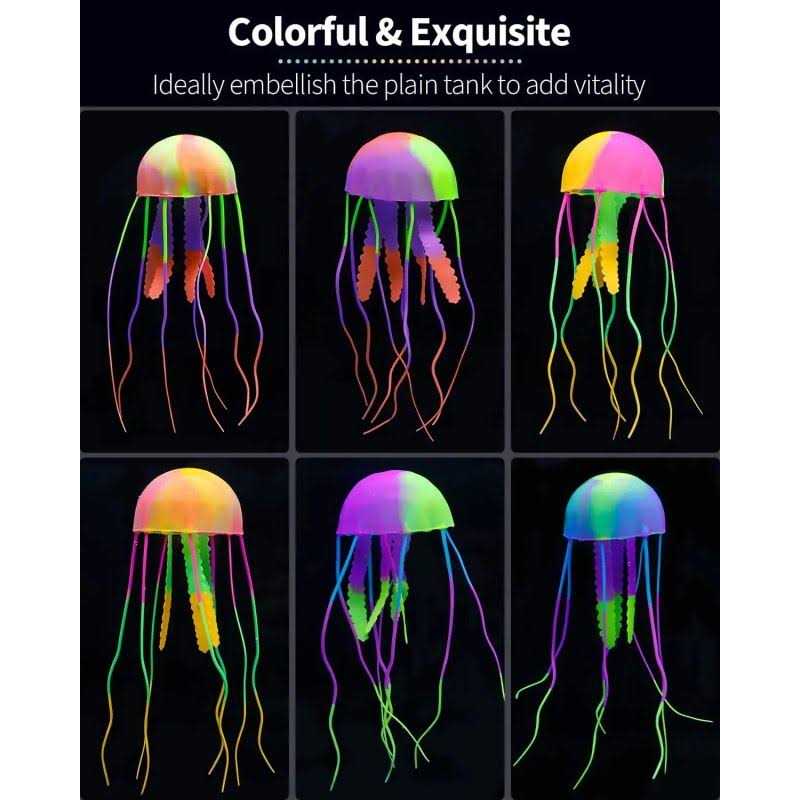 Uniclife 6 Pcs Glowing Jellyfish Ornament Decoration for Aquarium Fish Tank - Nail Gallerys