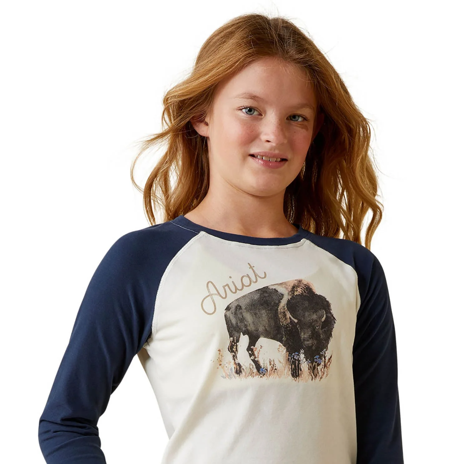 Ariat Girl's Painted Buffalo Raglan T-Shirt - Nail Gallerys