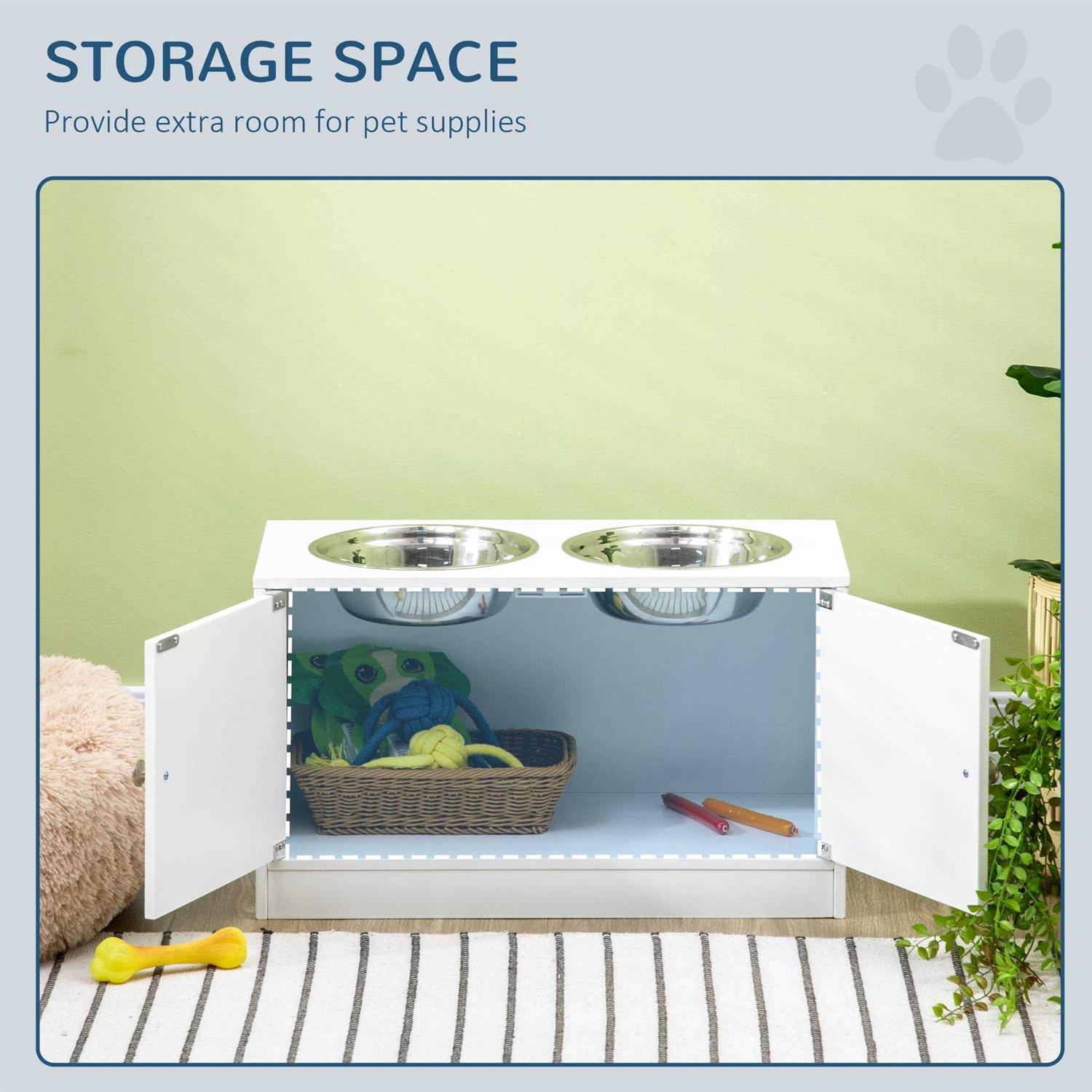 PawHut Large Elevated Dog Bowls with Storage Cabinet Containing Large 44L Capacity - Nail Gallerys