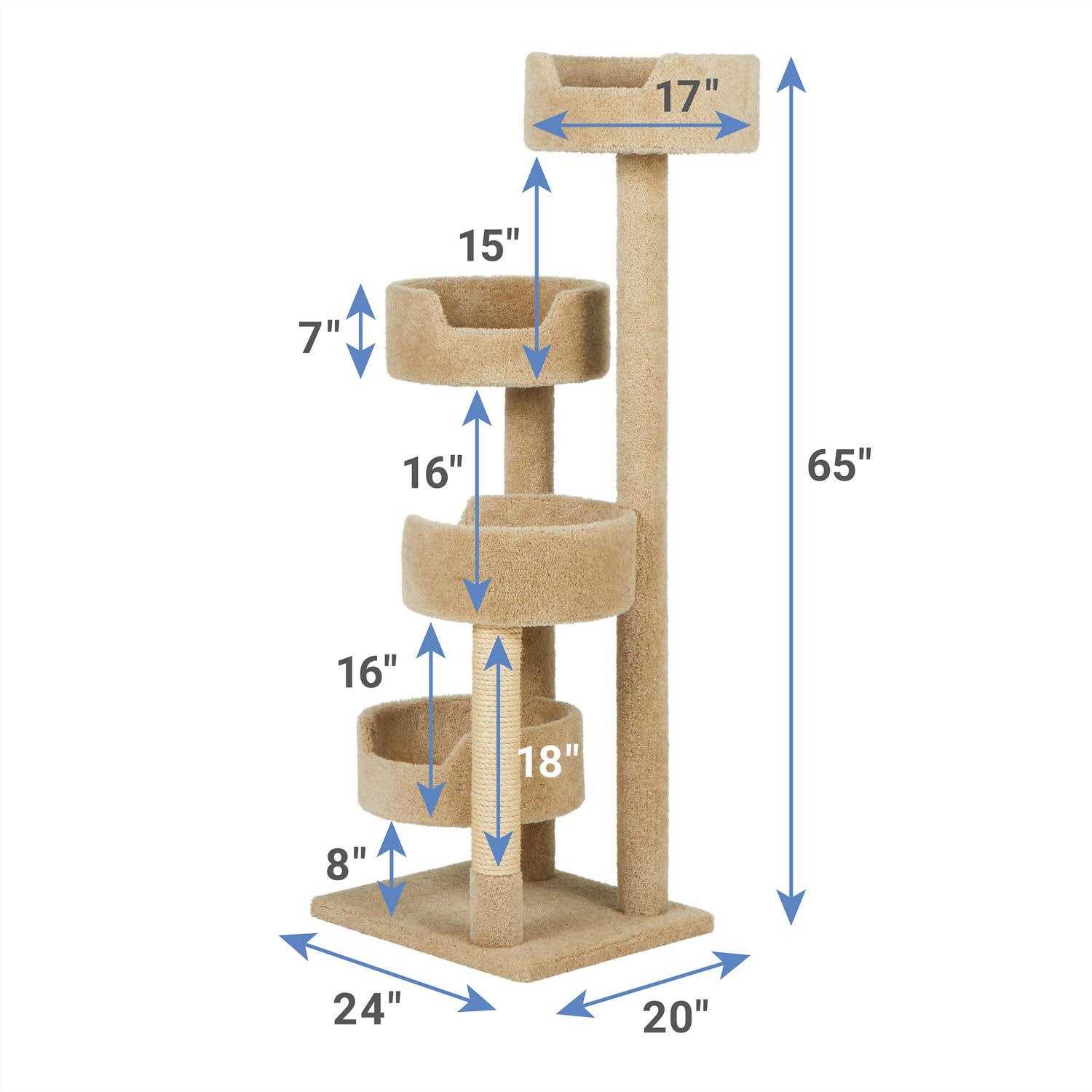 Frisco 65-in Real Carpet Wooden Cat Tree - Nail Gallerys