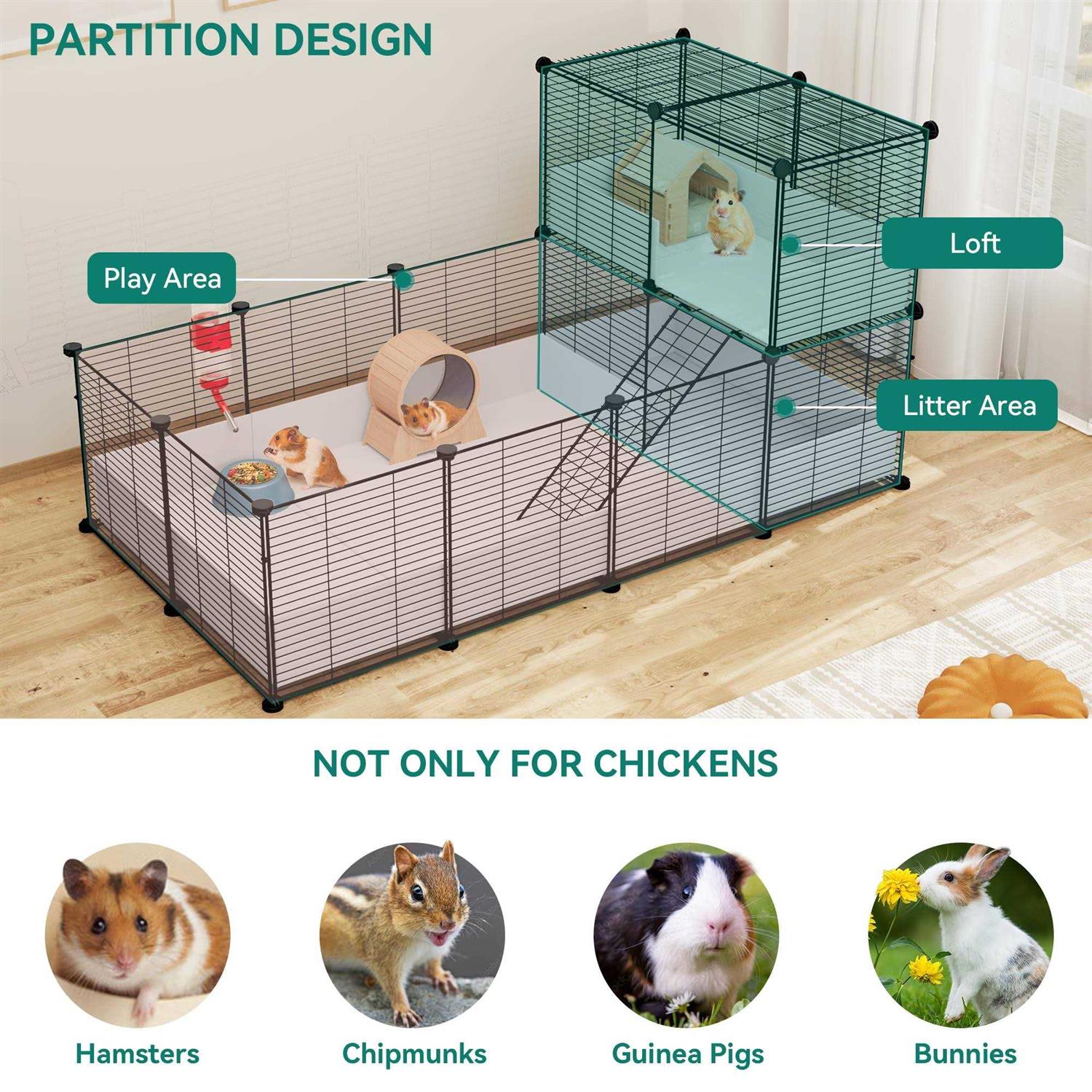 YITAHOME Guinea Pig Cage, Indoor C&C Small Animal Cage with Waterproof Plastic Liner Playpen for Bunny, Chinchilla and Hamster - Nail Gallerys