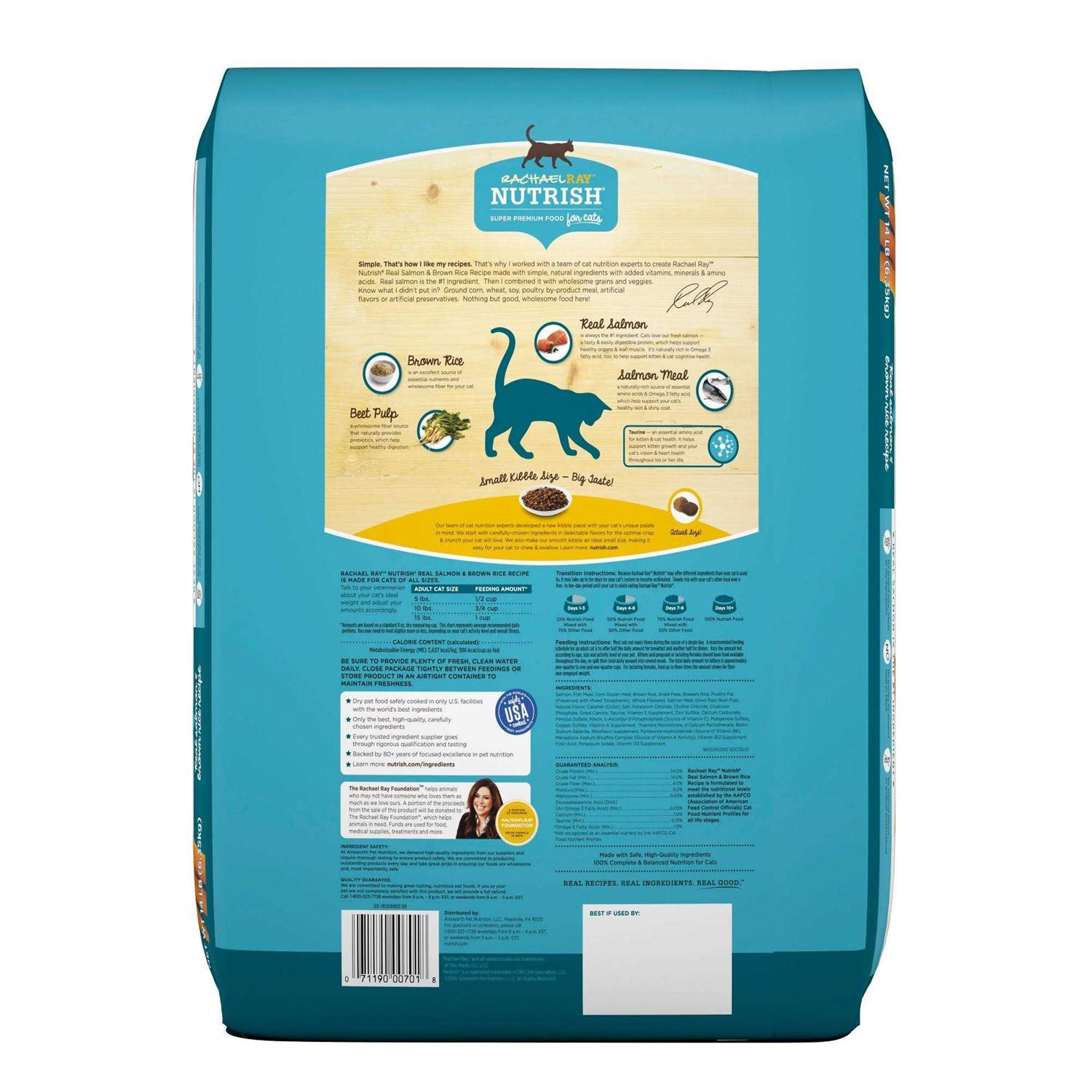 Rachael Ray Nutrish Natural Salmon & Brown Rice Recipe Dry Cat Food - Nail Gallerys