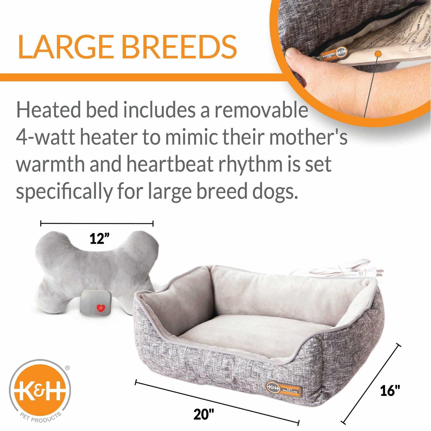 K&H Mother’s Heartbeat Heated Puppy Pet Bed with Bone Pillow - Nail Gallerys