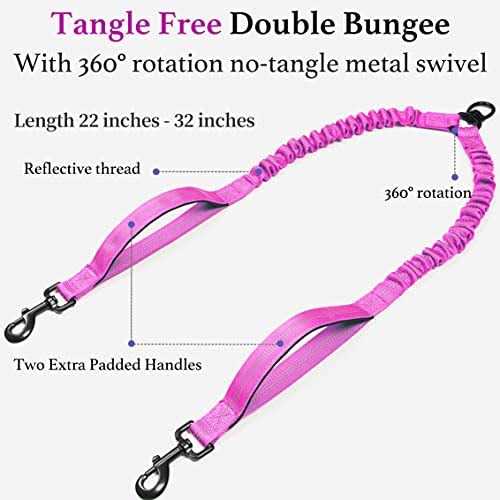 iYoShop Double Dog Leash 360 Swivel No Tangle Dual Dog Walking Leash - Nail Gallerys