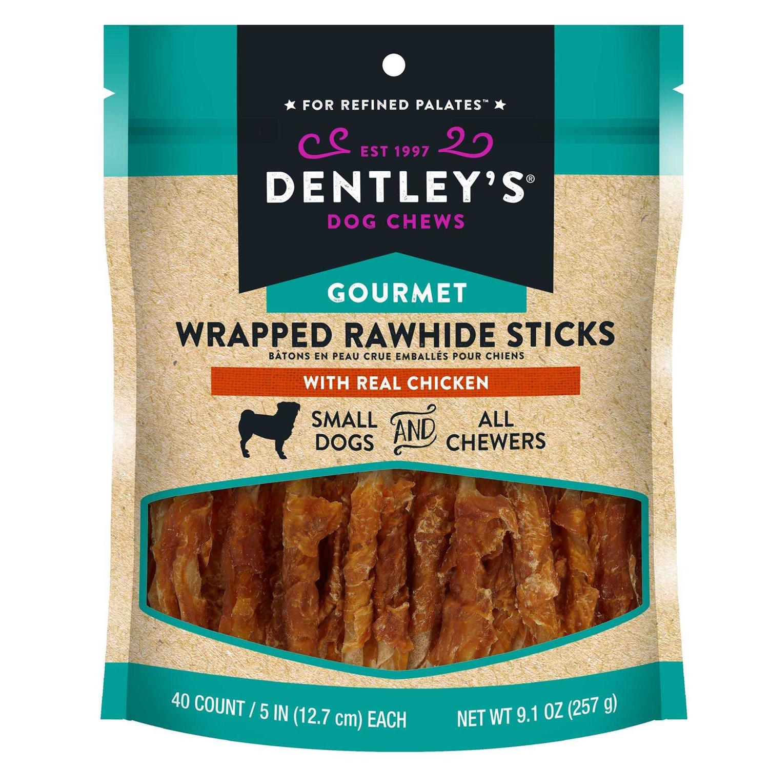 Dentley’s Gourmet 5 Wrapped Rawhide Sticks Dog treats Chicken - Nail Gallerys