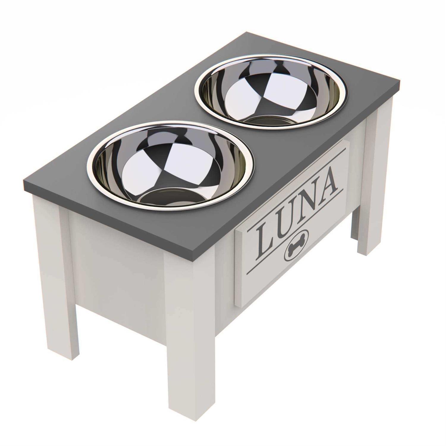 Groovethiswoodshop Personalized Elevated Dog Bowl Stand with Internal Storage - Nail Gallerys