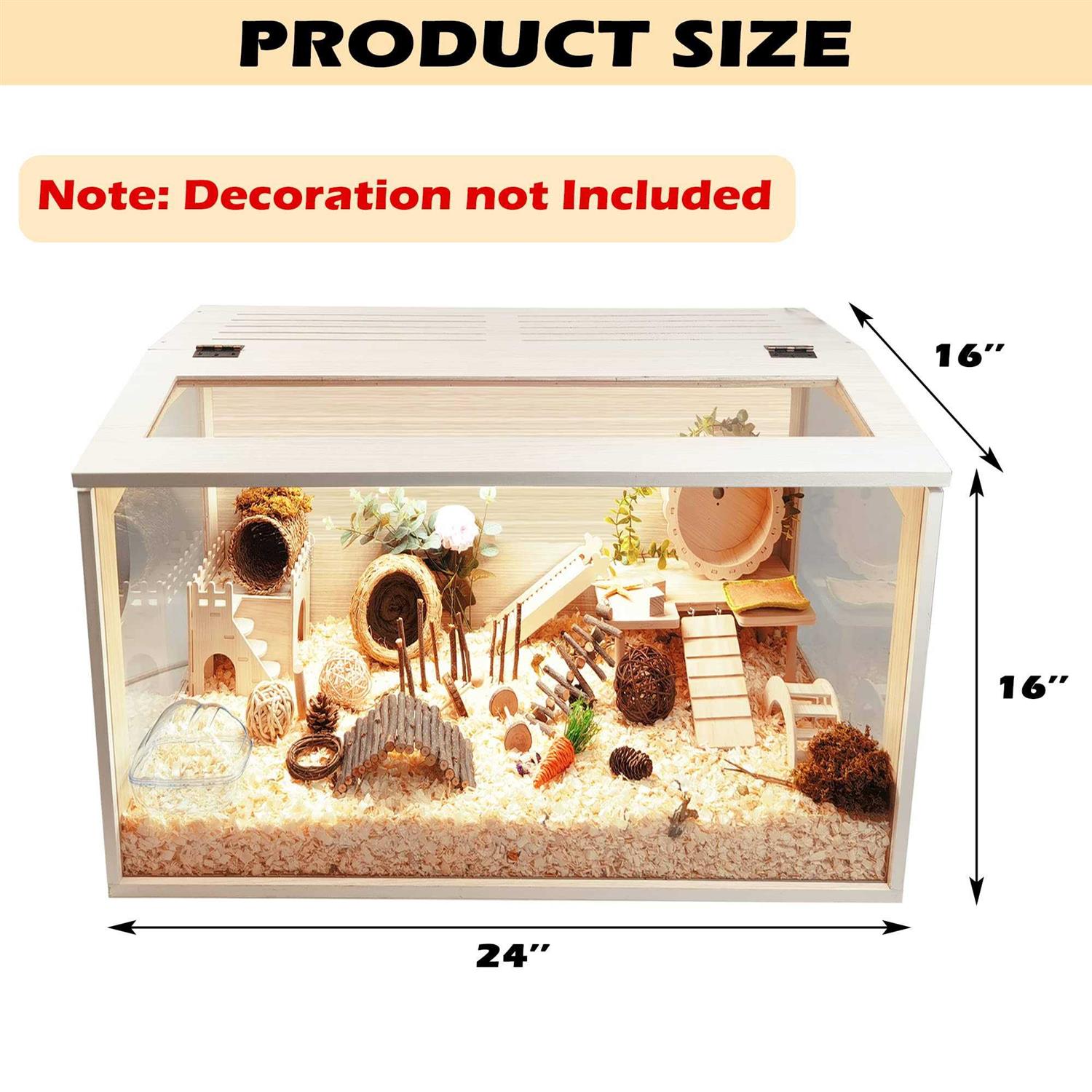Prolee Hamster Cage Wooden Mice and Rat Habitat Openable Top with Acrylic Sheets Solid Built - Nail Gallerys