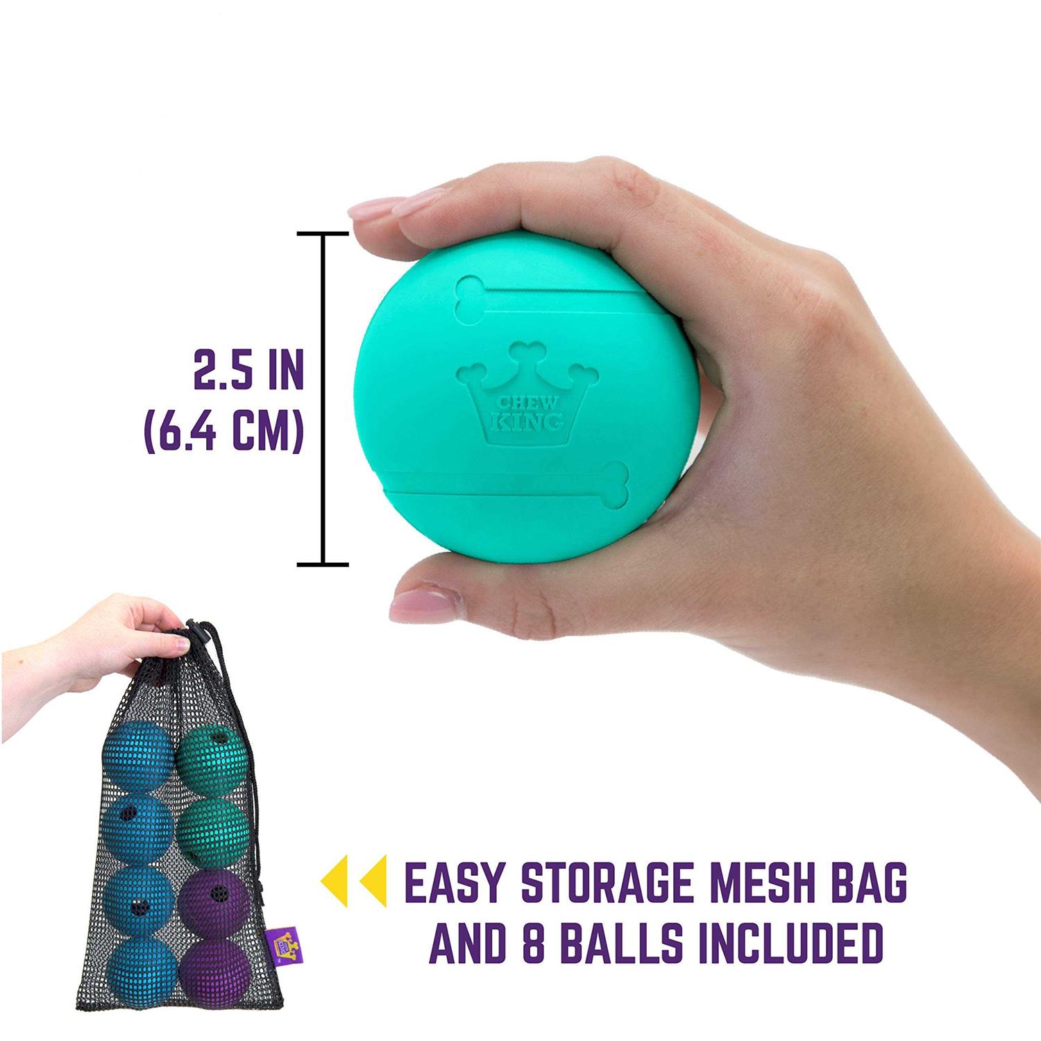 Chew King 2.5 Durable Rubber Fetch Balls Dog Toy - Nail Gallerys