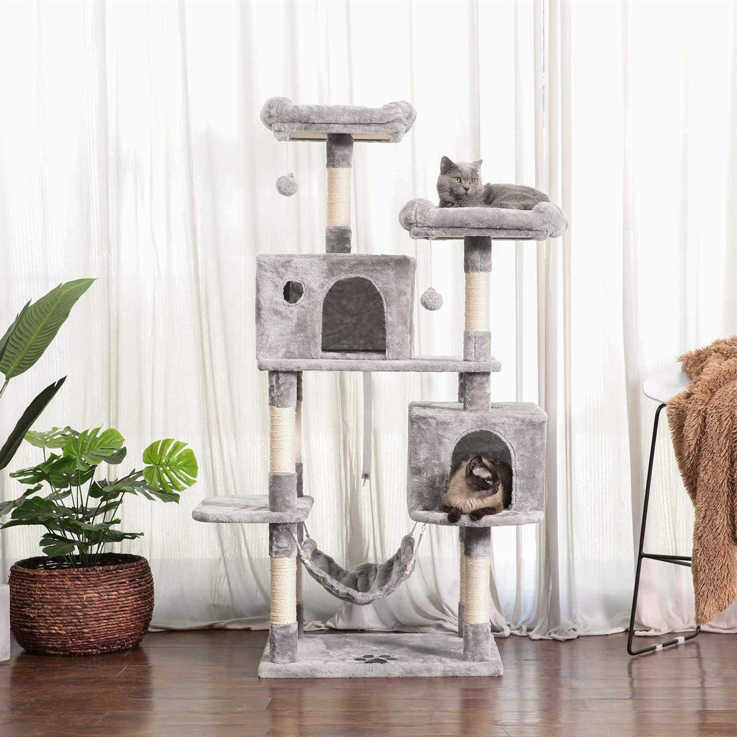 Hey-brother Large Multi-Level Cat Tree Condo Furniture with Sisal-Covered Scratching Posts - Nail Gallerys