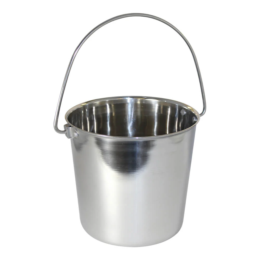 Stainless Steel Pail, Round with Rivets - Nail Gallerys