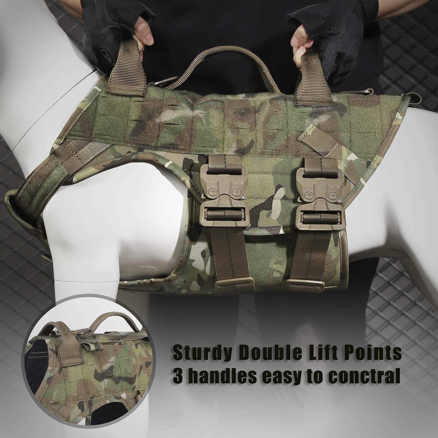 PETAC GEAR Tactical Dog Harness K9 Dog Training Vest Adjustable Padded Police Service Dog Working MOLLE Vests for Large Medium Dogs Mals GSD Lab - Nail Gallerys