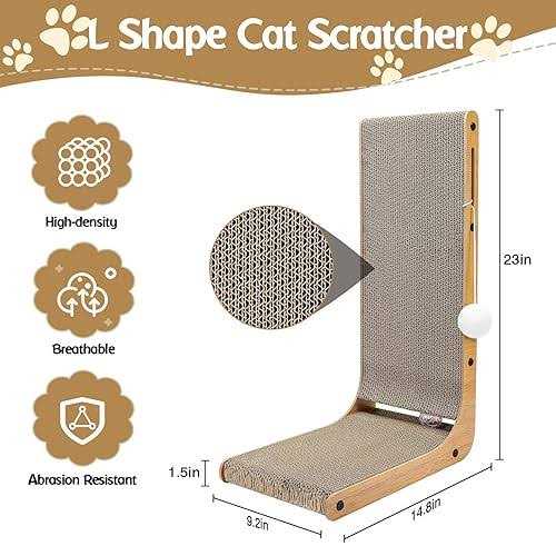 Cat Scratcher, L-Shaped Cat Scratching Pad with Toy Balls, Cat Scratching Board for Indoor Cats and Kittens - Nail Gallerys