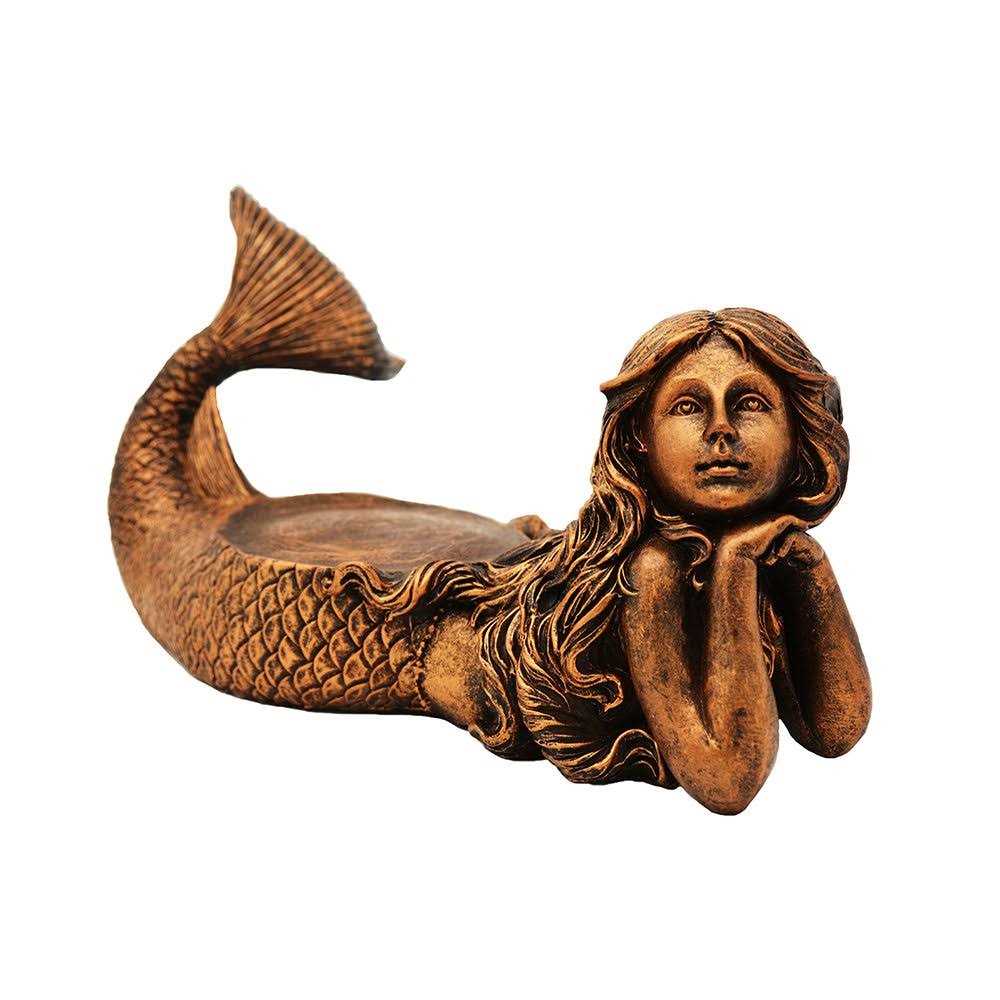 New Mystical Mermaid Decorative Gold Antiqued Glass Fish Bowl Tabletop Aquarium or Terrarium or Candle Holder - Nail Gallerys