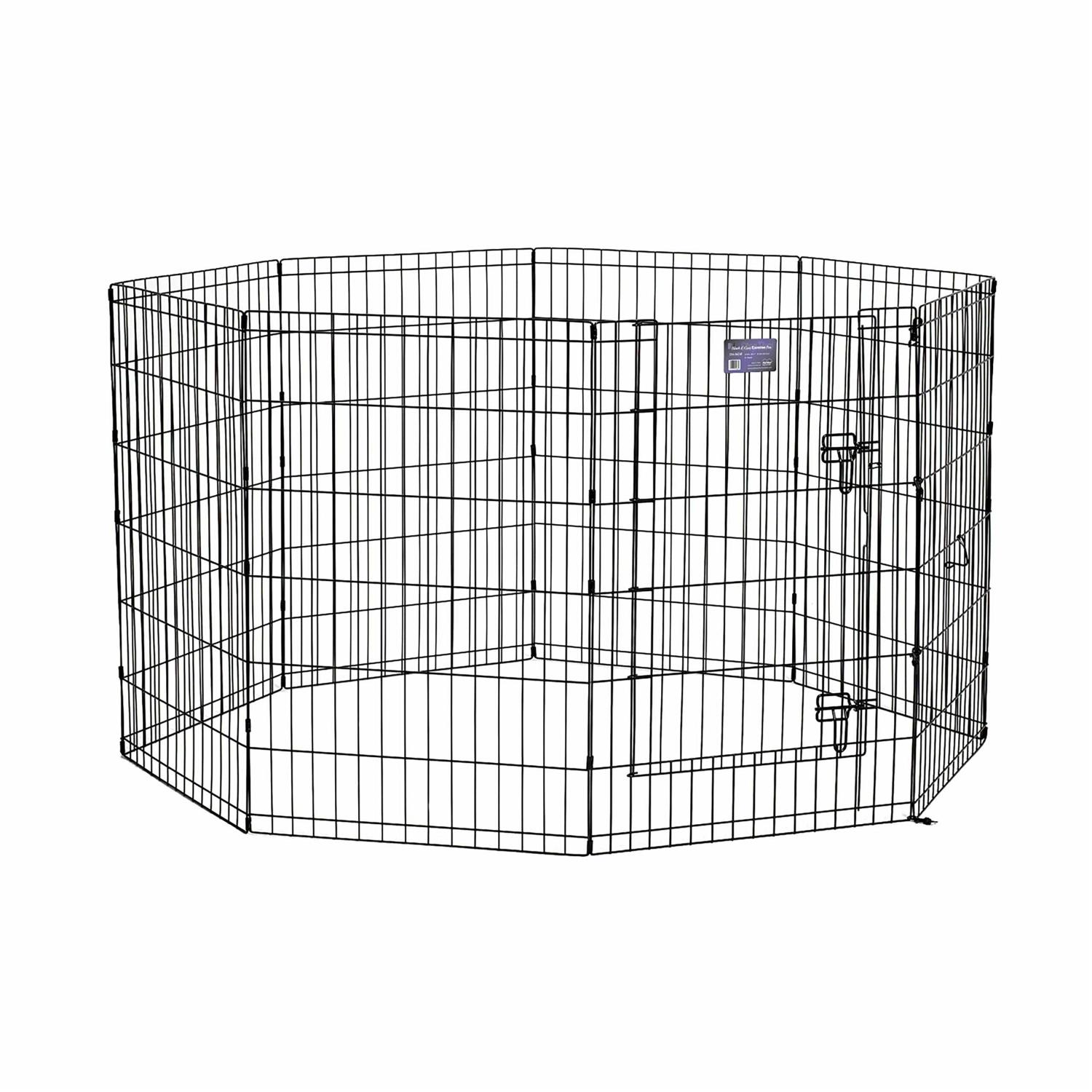 Midwest 36 Black Exercise Pen with Door - Nail Gallerys