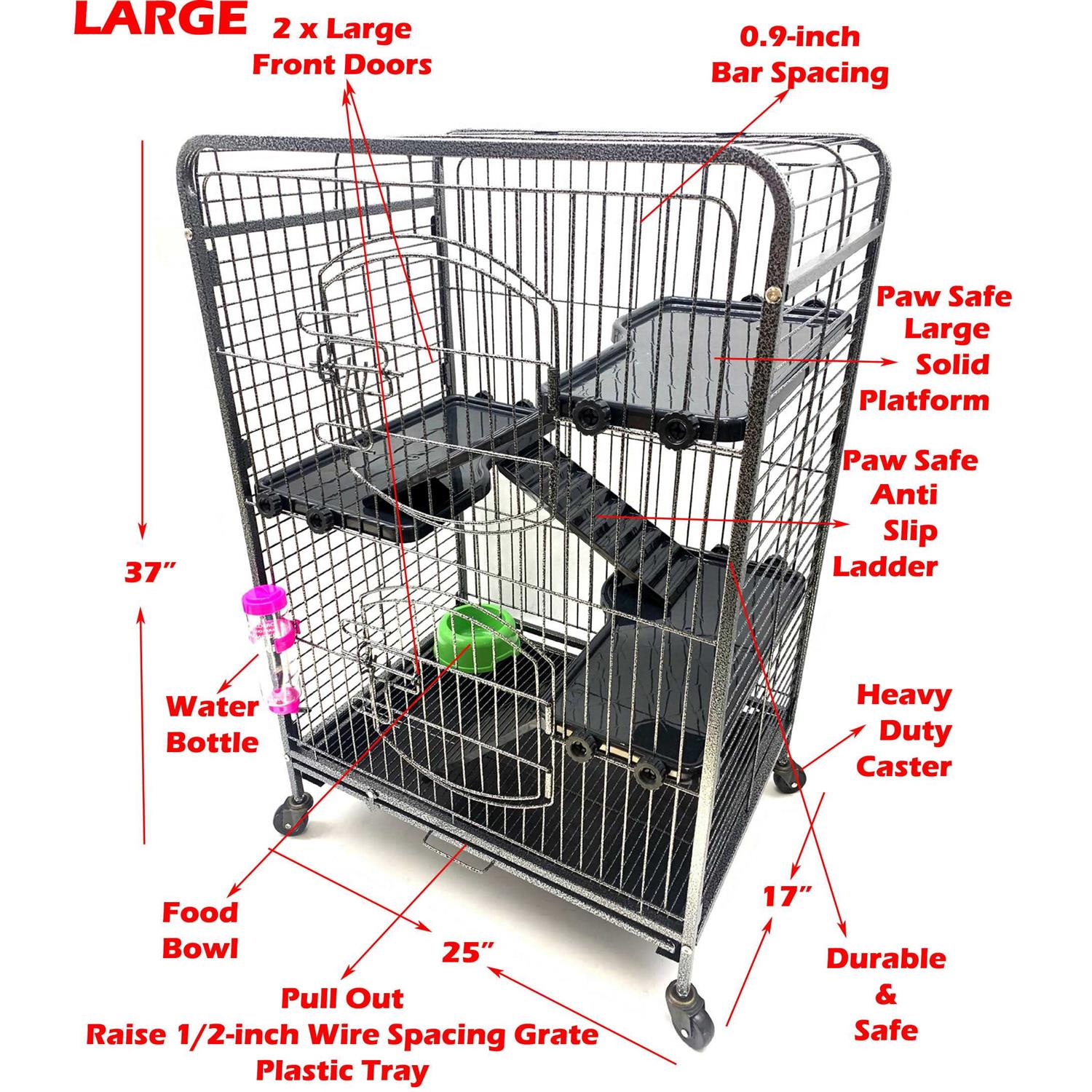 Mcage 37 inch Large 4-Solid Tiers Metal Guinea Pig Cage with PAW Safe Solid Platforms and Ladders For Ferret - Nail Gallerys