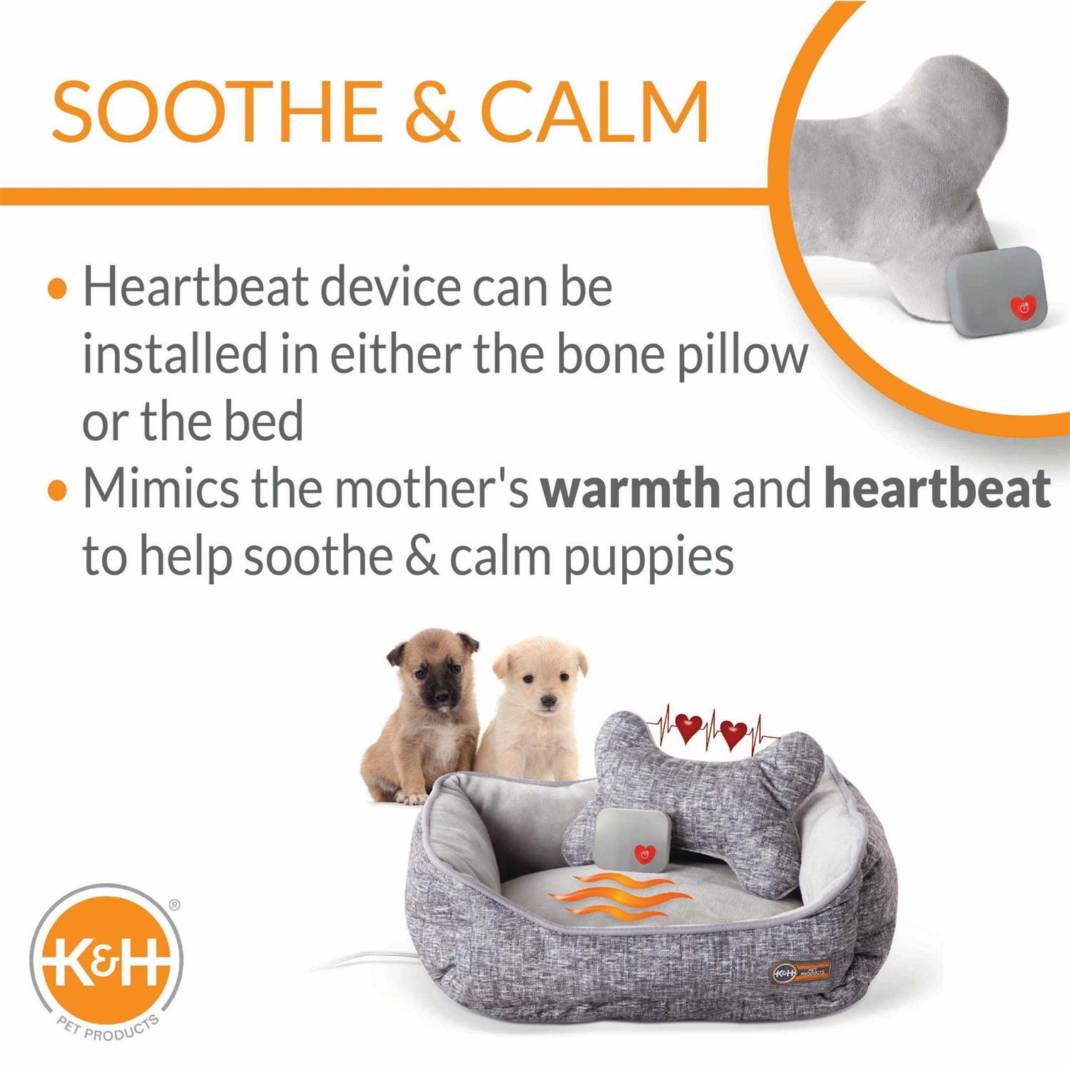K&H Mother’s Heartbeat Heated Puppy Pet Bed with Bone Pillow - Nail Gallerys