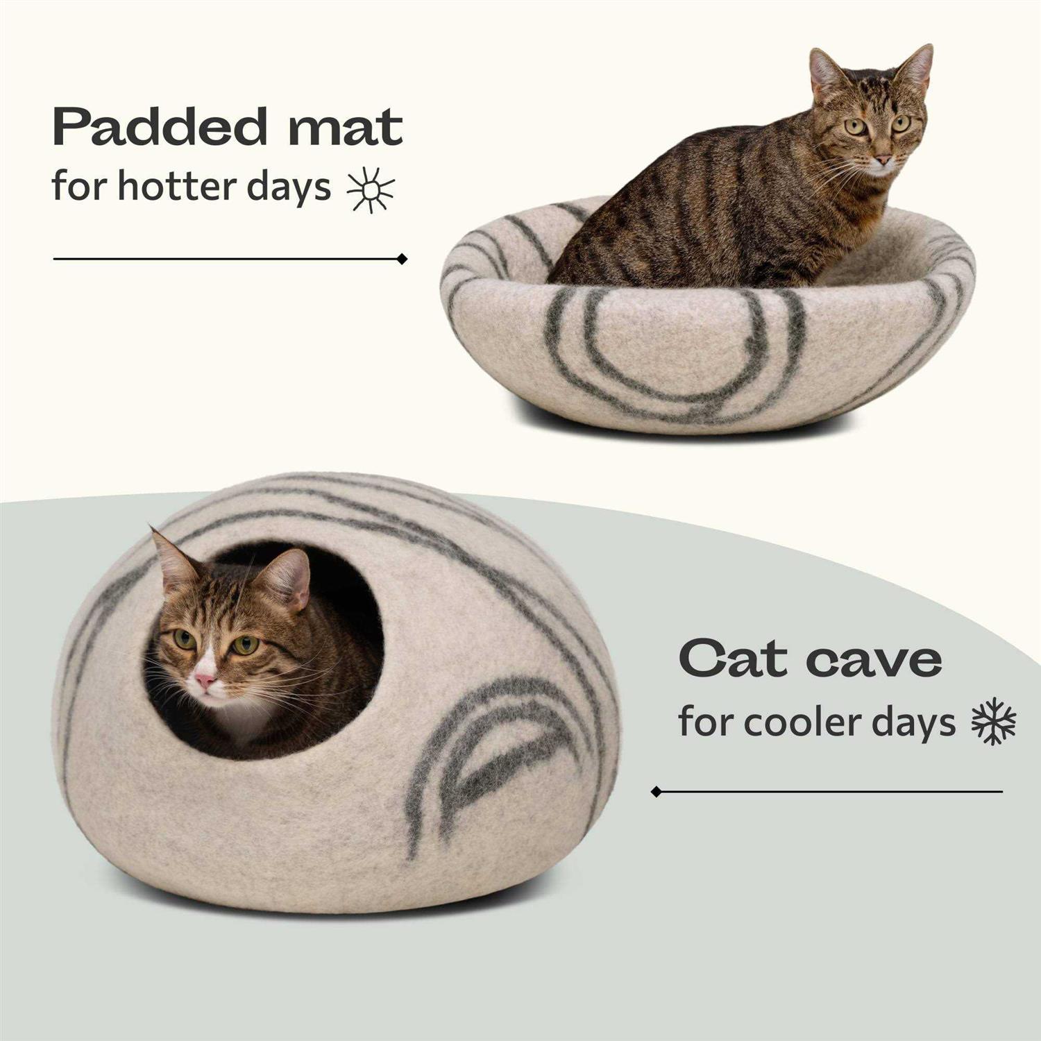 MEOWFIA Premium Felt Cat Bed Cave Handmade 100% Merino Wool Bed for Cats and Kittens - Nail Gallerys