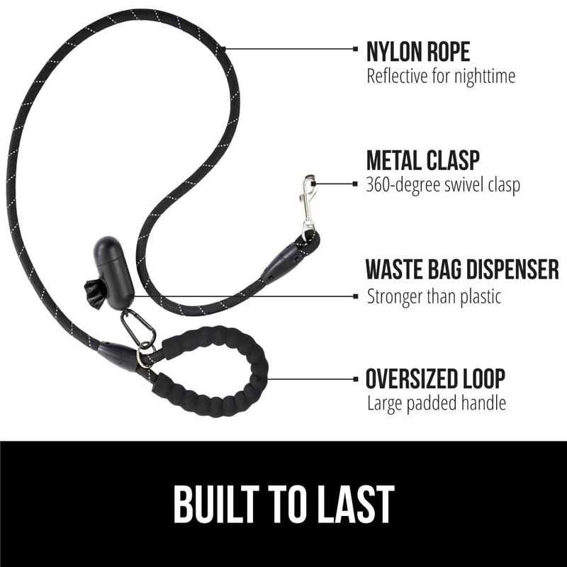 Gorilla Grip Heavy Duty Dog Leash Soft Handle Strong Reflective Rope for Night Walking - Nail Gallerys