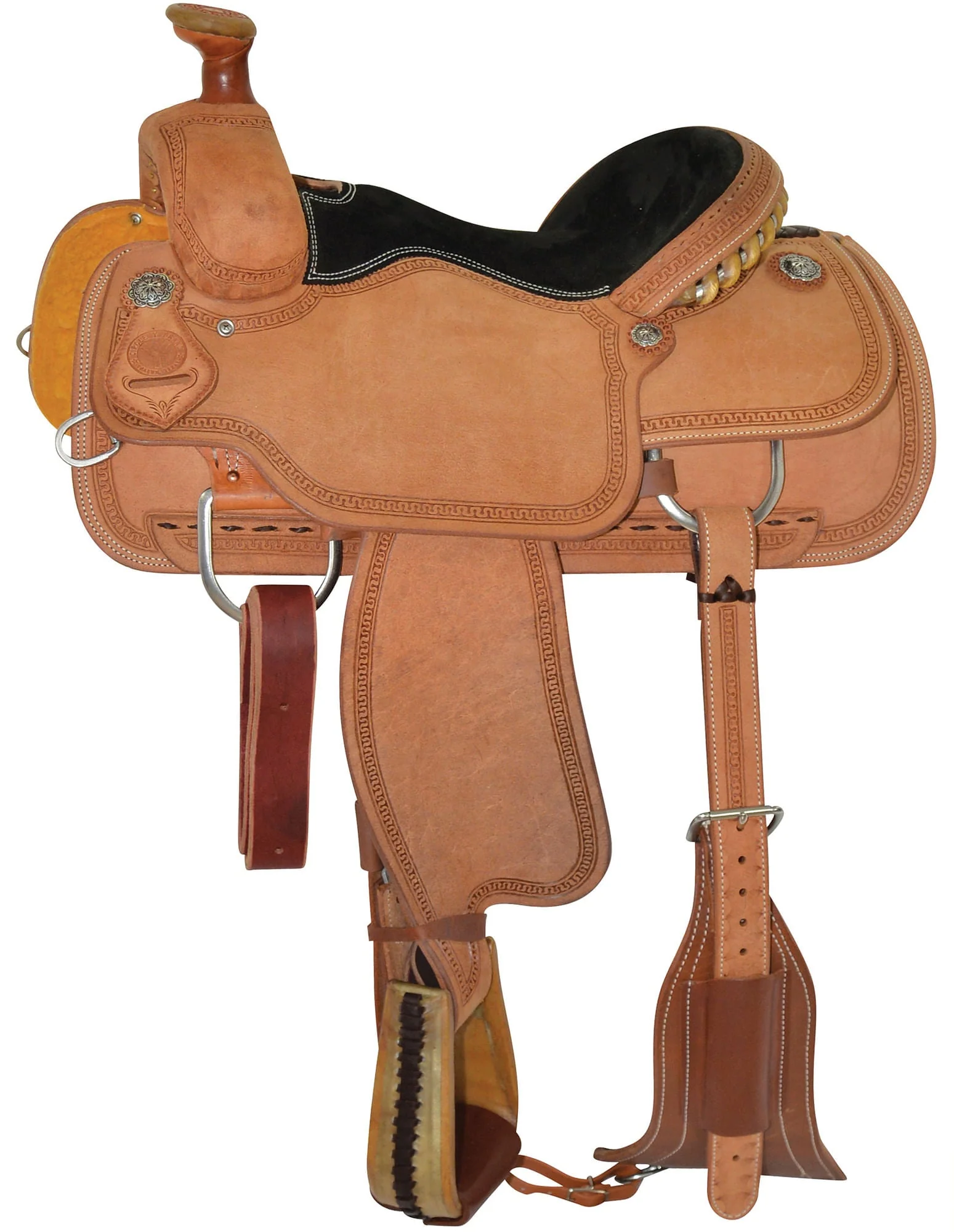 Circle Y Guthrie Select Roping Saddle, Wide, Roughout - Nail Gallerys