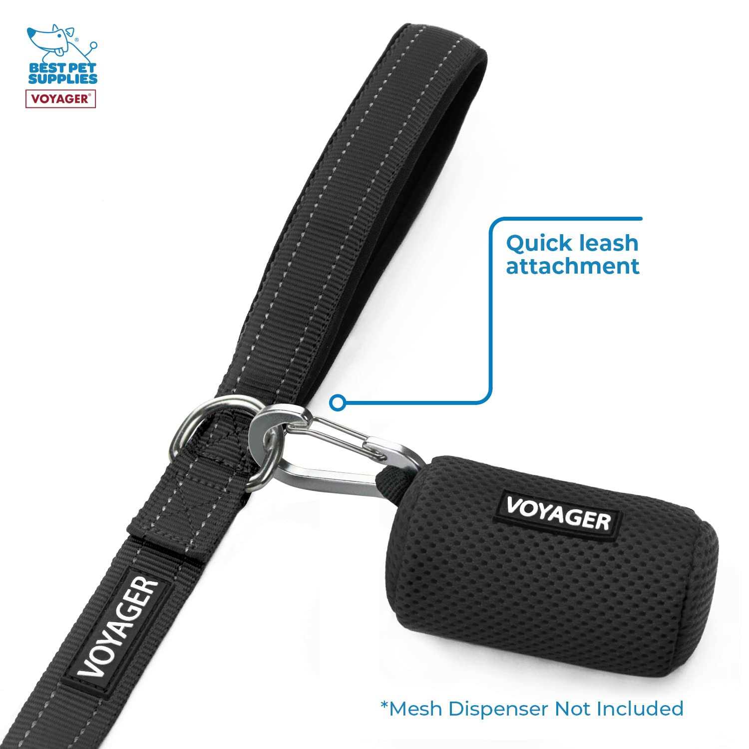 Voyager Reflective Dog Leash with Neoprene Handle, 5ft Long, Supports Small, Medium, and Large Breed Puppies, Cute and Heavy Duty for Walking - Nail Gallerys