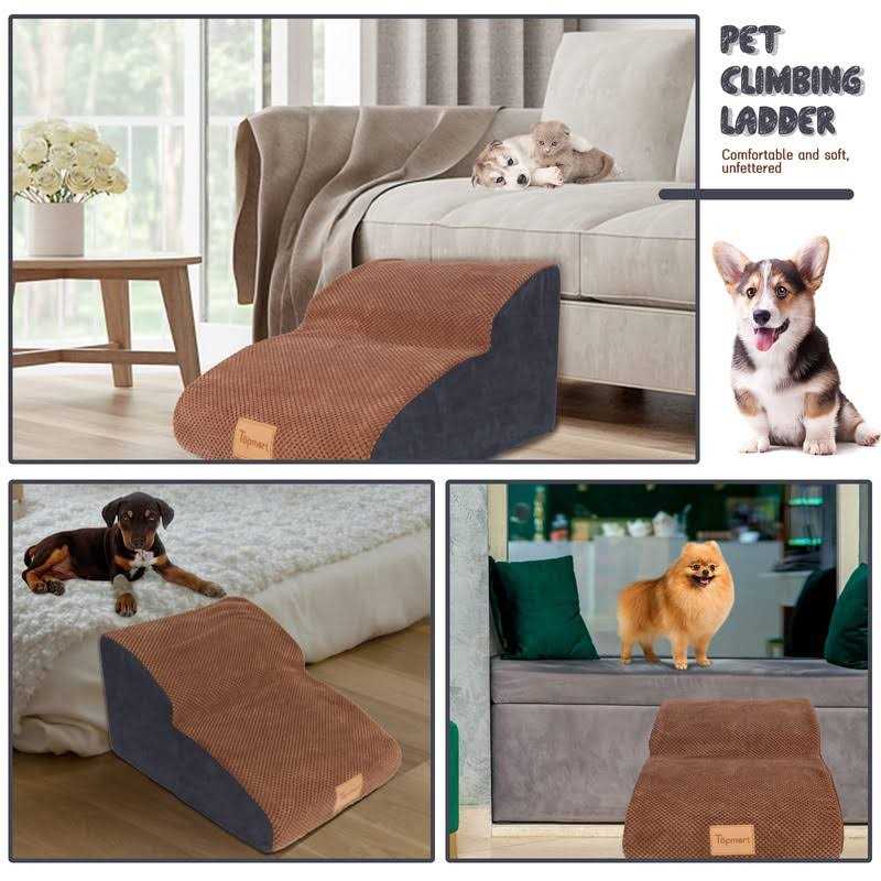 Topmart High Density Foam Dog Ramp&Steps 2 Tiers High,Non-Slip Dog Stairs,Soft Foam Dog Ladder Best for Dogs - Nail Gallerys