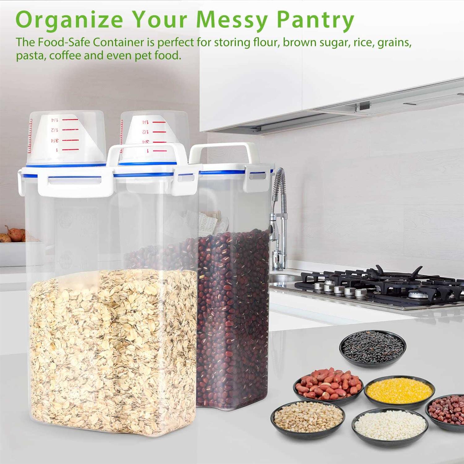 Viretec Rice Airtight Storage Container 3 to 5lbs Cereal Dry Food Flour Bin - Nail Gallerys