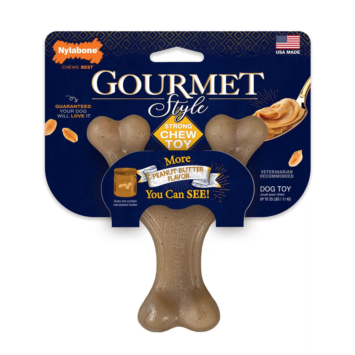 Nylabone Gourmet Style Strong Wishbone Dog Chew Toy Peanut Butter Small/Regular - Nail Gallerys