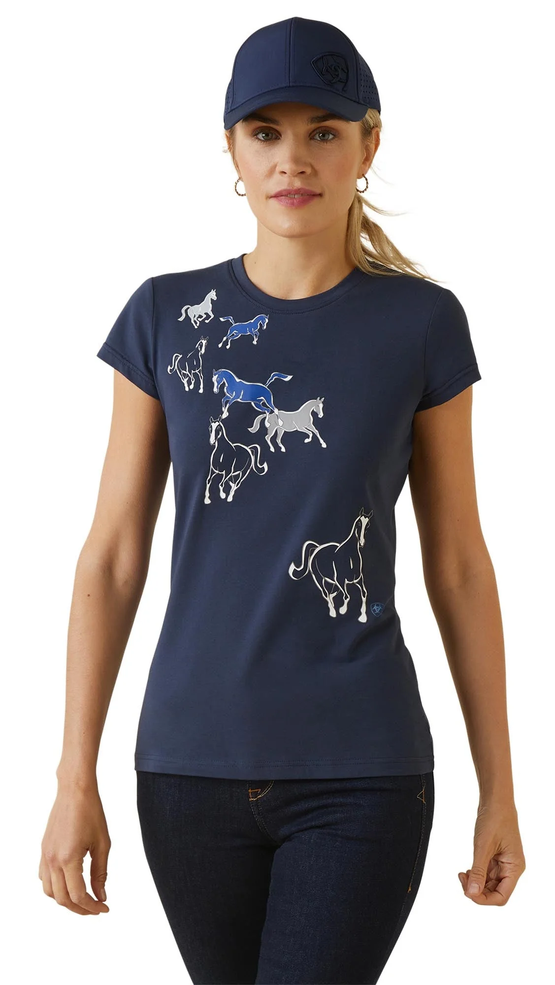Ariat Women's Frolic T-Shirt, Navy - Nail Gallerys