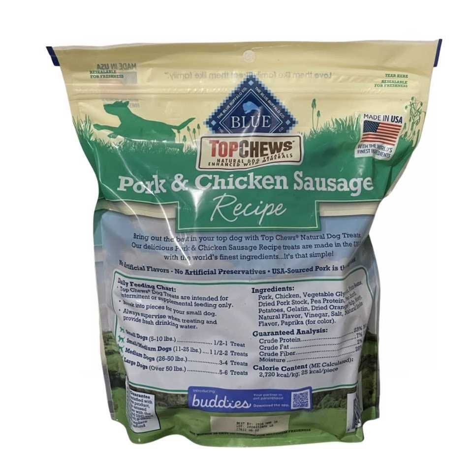 Top Chews Pork & Chicken Sausage Dog Treats 36 oz - Nail Gallerys