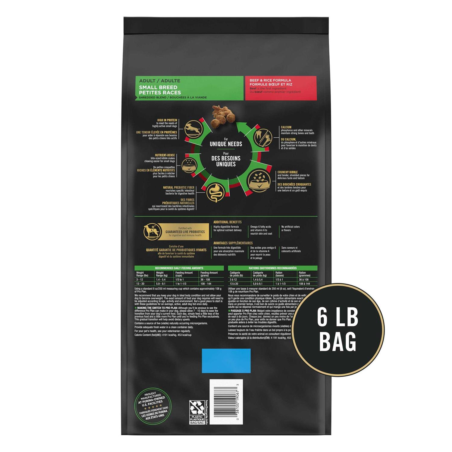 Purina Pro Plan High Protein Shredded Blend Beef & Rice Formula Small Breed Dry Dog Food - Nail Gallerys