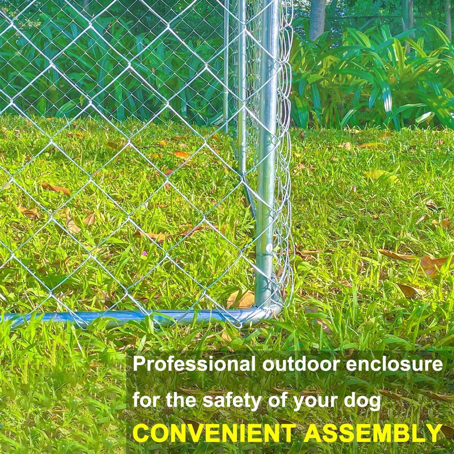 10ft x 10ft Dog Kennel Outdoor Metal Playpen Large Dog Cages for Large Dogs Run Outside Exercise Pet Fences with Roof for Yard - Nail Gallerys