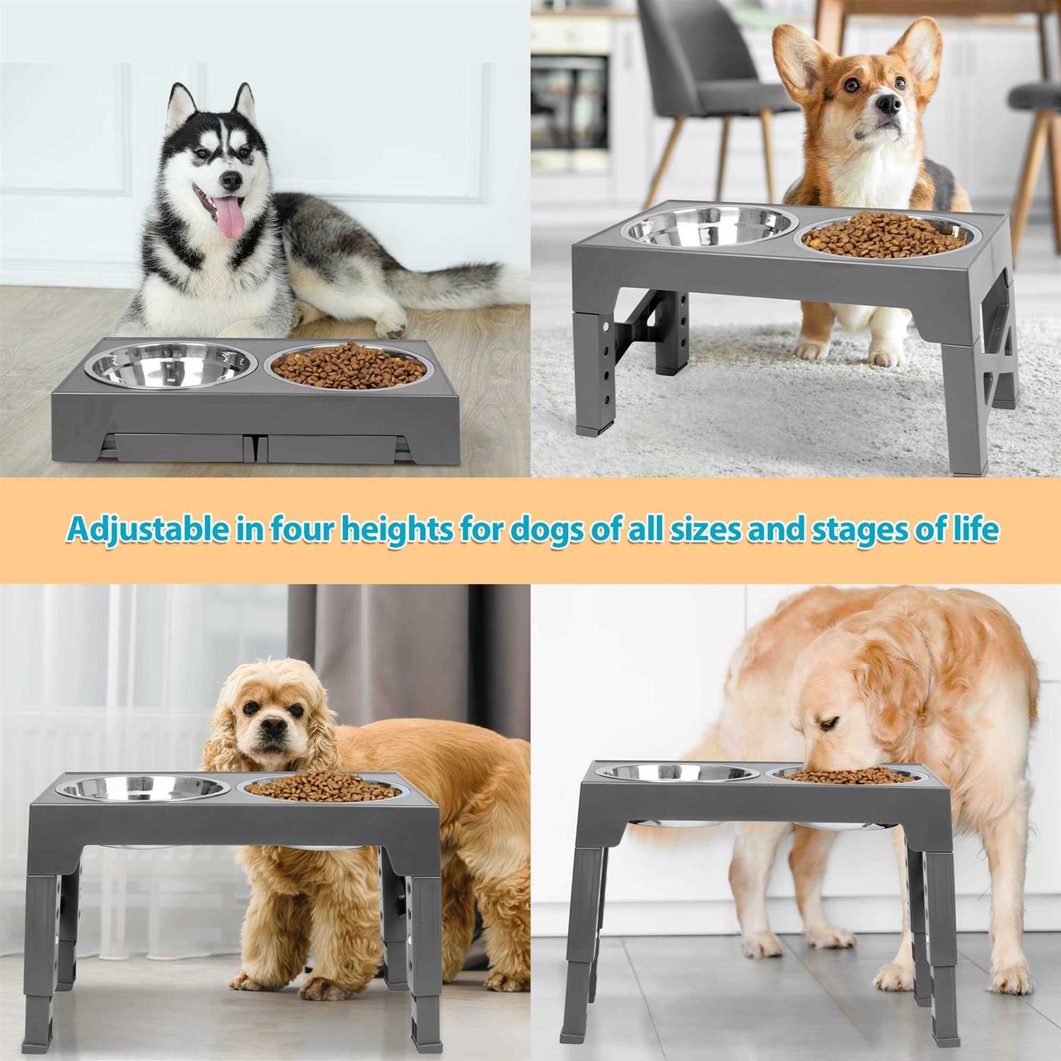 Niubya Elevated Dog Bowls with 2 Stainless Steel Dog Food Bowls - Nail Gallerys
