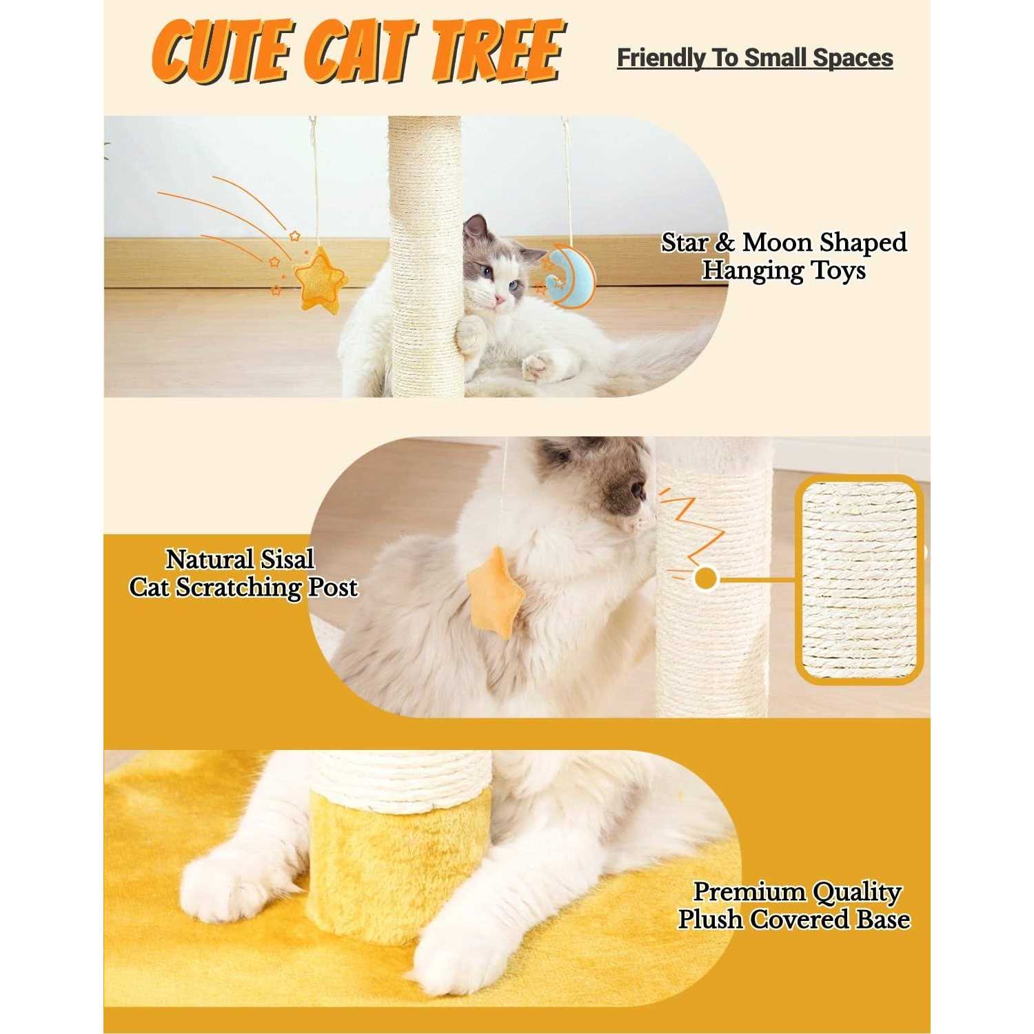 Happi N Pets Cloud Cat Scratching Post with Bed Cat Tree Tower for Indoor Cats - Nail Gallerys