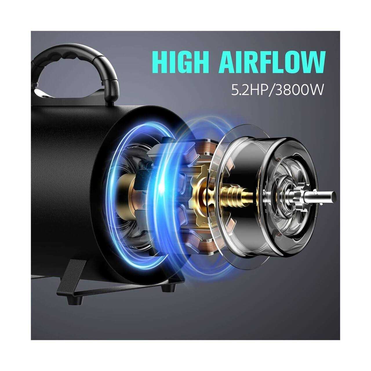 Pet Dryer, 5.2HP/3800W Pet Grooming Dryer with Adjustable Speed and Temperature Control Dog Blow Dryer - Nail Gallerys