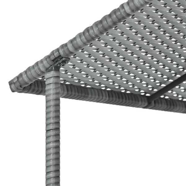 Dark Gray Medium Outdoor Furniture Pet Patio Furniture Seasonal PE Wicker Pet Furniture Dog Bed with Canopy - Nail Gallerys