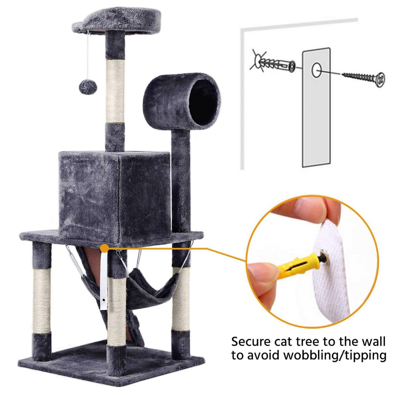 Topeakmart Plush Cat Tree Condo with Hammock Tunnel - Nail Gallerys