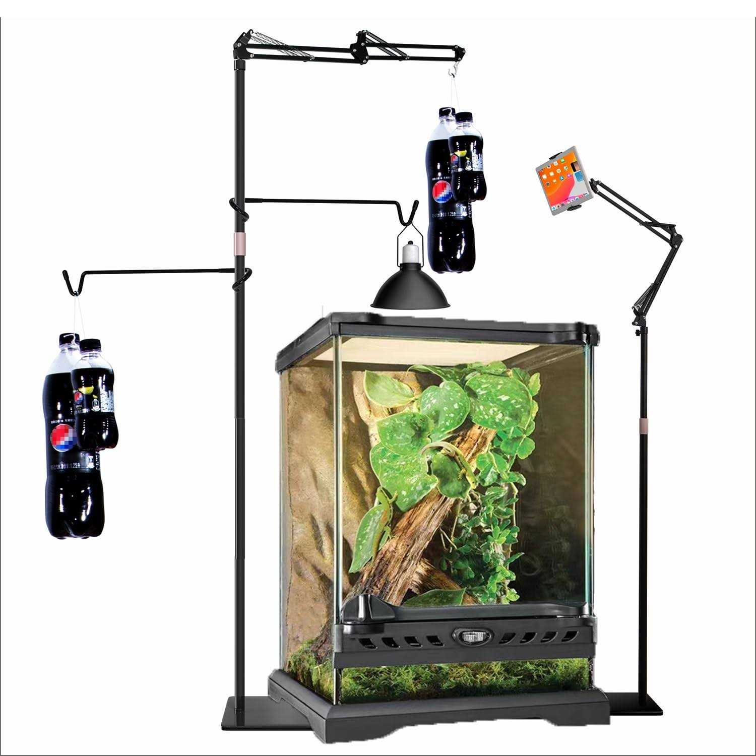 87 Reptile Dual Lamp Stand with Two 16 Hooks Hang 10.5 Lbs Very Stable - Nail Gallerys