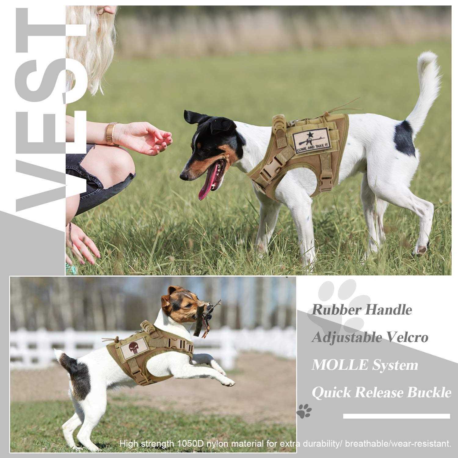 SALFSE Tactical Dog Training Harness Outdoor Working Vest Adjustable Military MOLLE Dog Vest Harness with Rubber Handle - Nail Gallerys