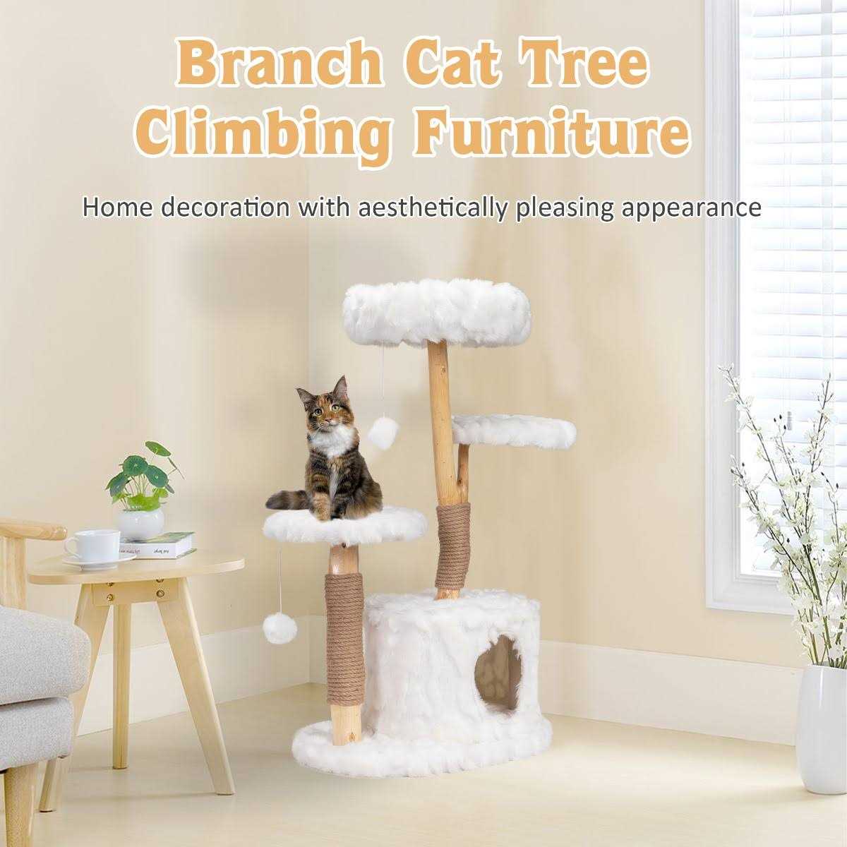 Coziwow Cat Tree Real Branch Luxury Cat Condo - Nail Gallerys