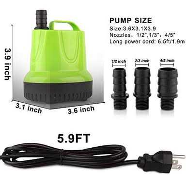 FREESEA GPH Submersible Water Pump for Pond Aquarium Hydroponics Fish Tank Fountain Waterfall - Nail Gallerys