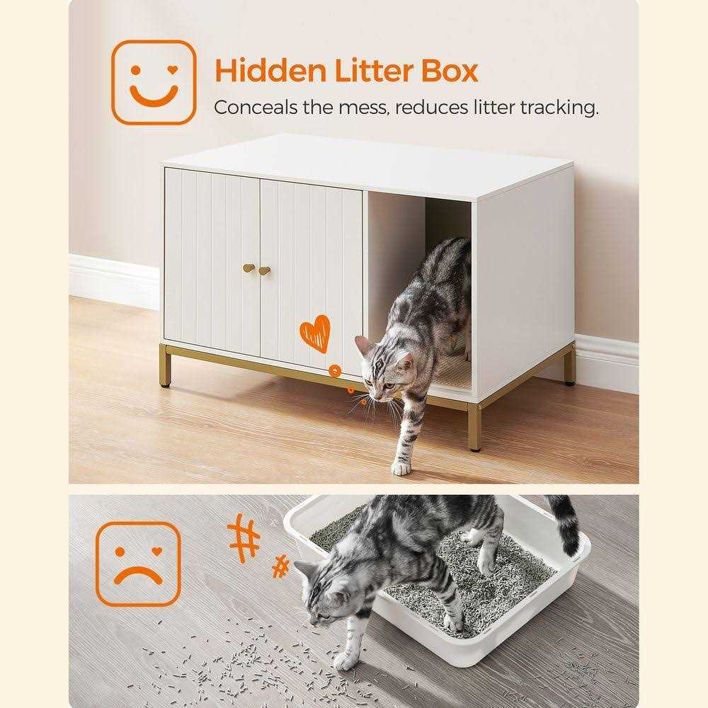 Feandrea Litter Box Enclosure Modern Cat Litter Box Furniture Hidden with Scratching Mat - Nail Gallerys