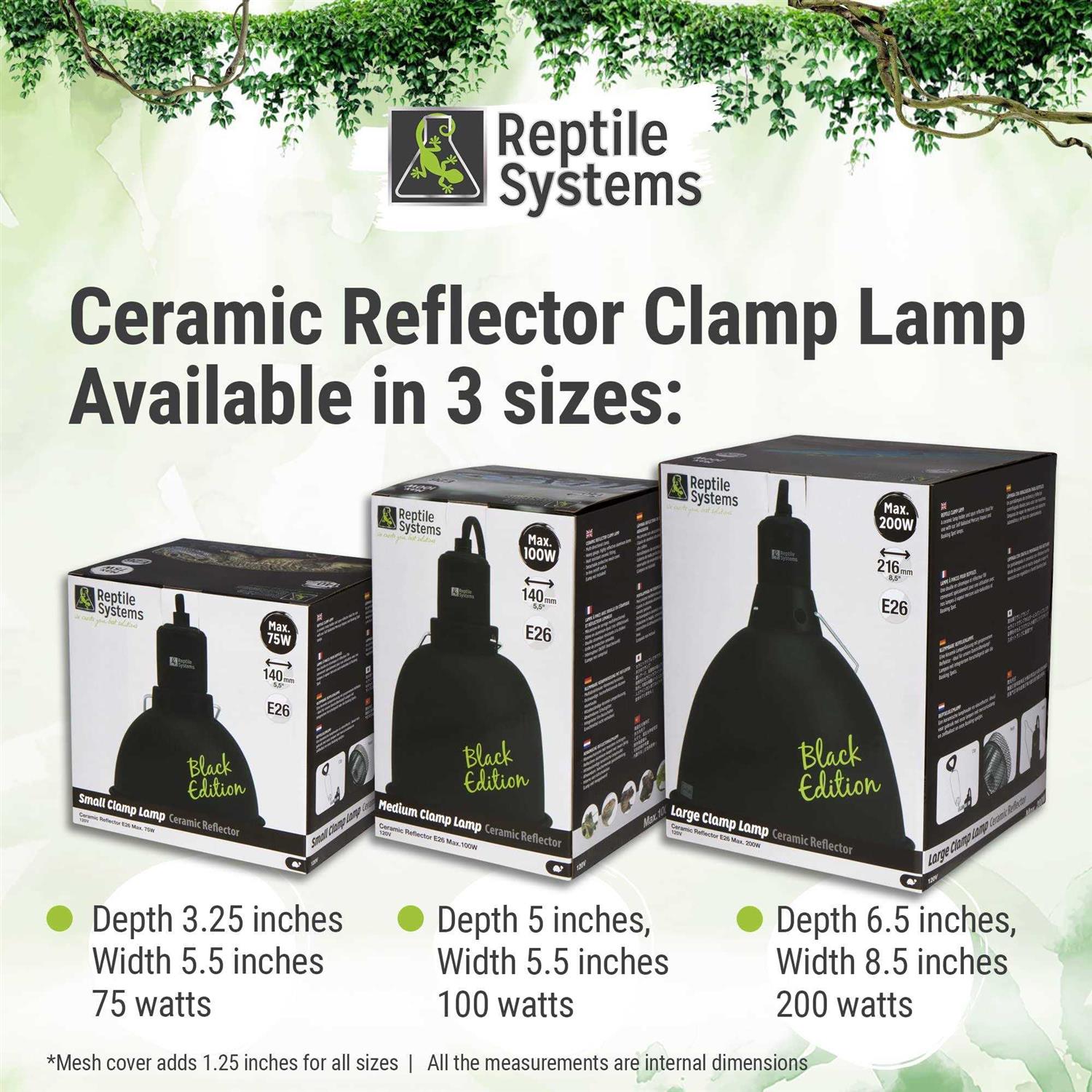 Reptile Systems Clamp Lamp Ceramic Reflector Black Edition - Nail Gallerys