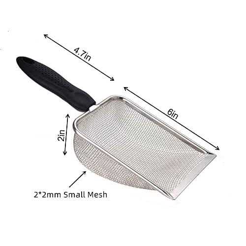 FIRSAL Small Mesh Stainless Steel Cat Litter Scoop Fine Mesh Metal Reptile Litter Cleaner Scooper Non-Stick Coated Metal Litter Scoop Fine Sand - Nail Gallerys