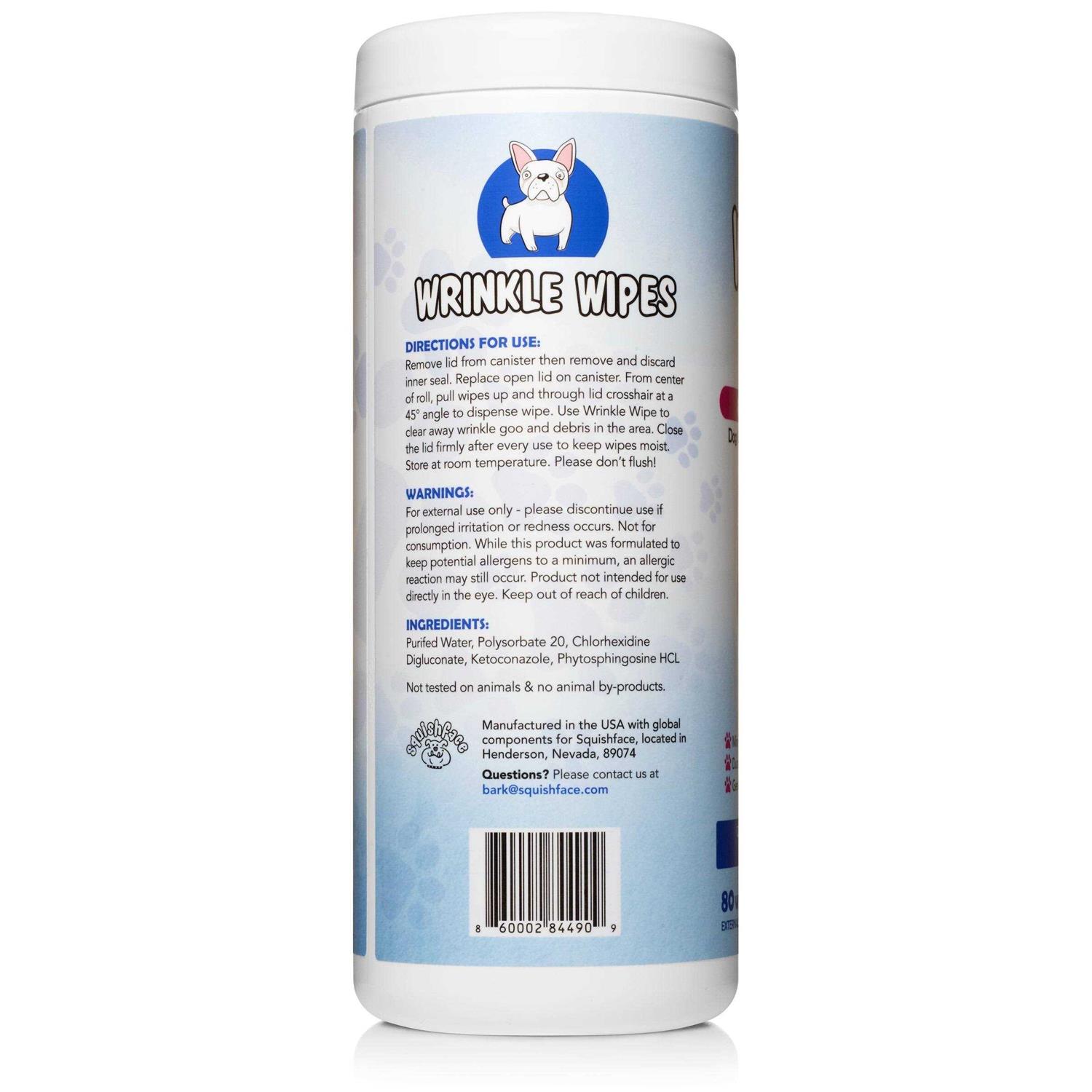 Squishface Wrinkle Wipes – 5”x7” Large Dog Wipes Deodorizing Tear Stain Remover – Great for English Bulldog - Nail Gallerys