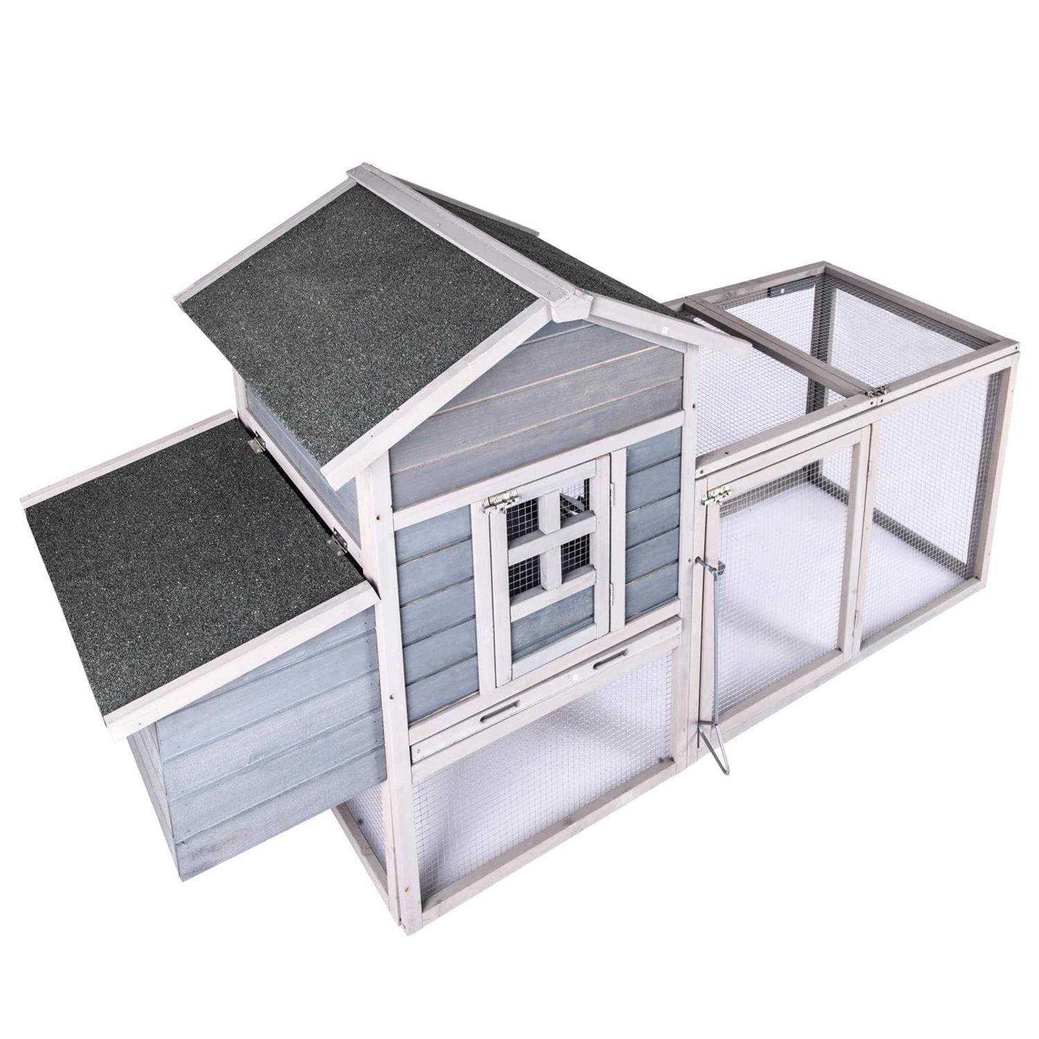 Ecolinear Chicken Coop for 2-4 Chickens House 80 Outoor Wooden Run Cage with Ramps - Nail Gallerys